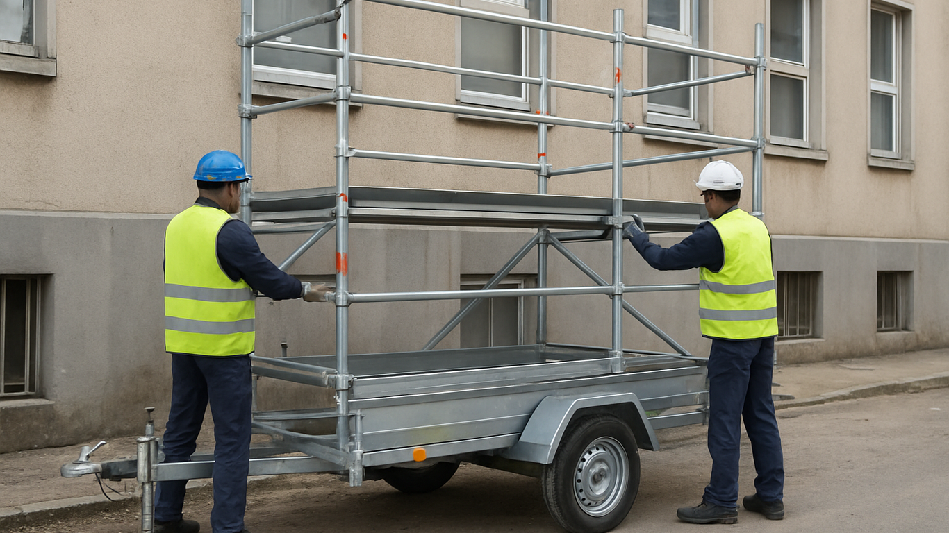 Mesures de sécurité lors de l'installation de l'échafaudage sur remorque