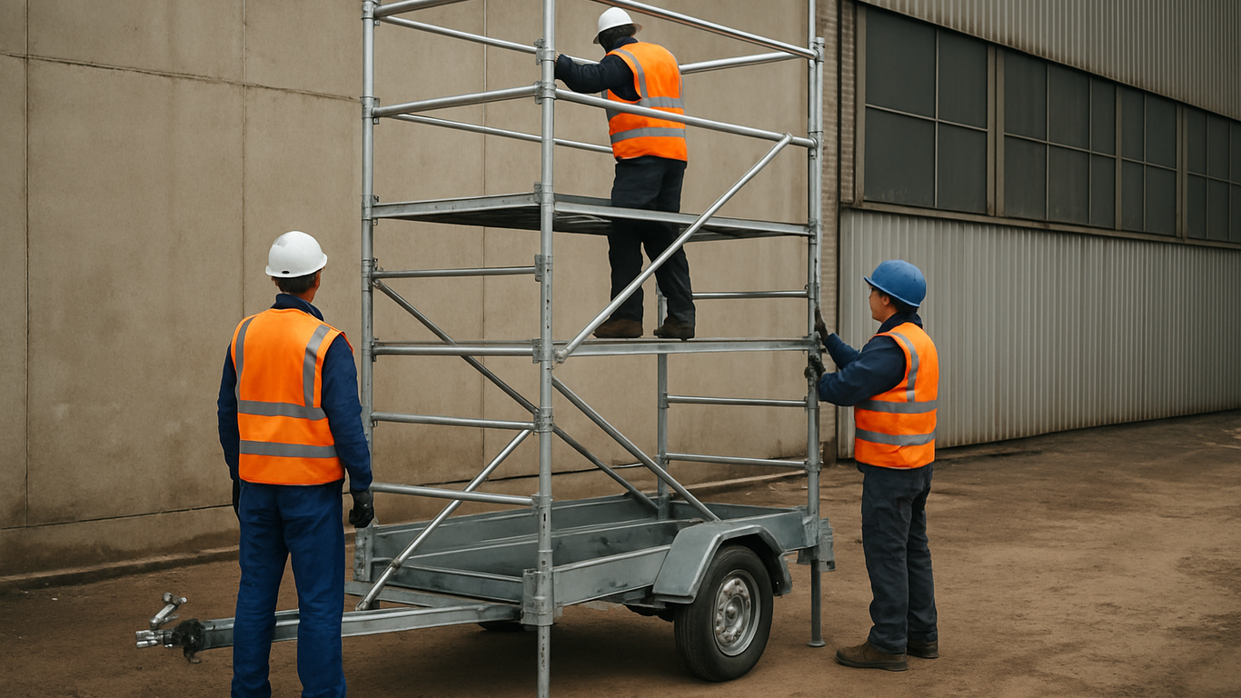 Mesures de sécurité pendant l'utilisation d'un échafaudage sur remorque