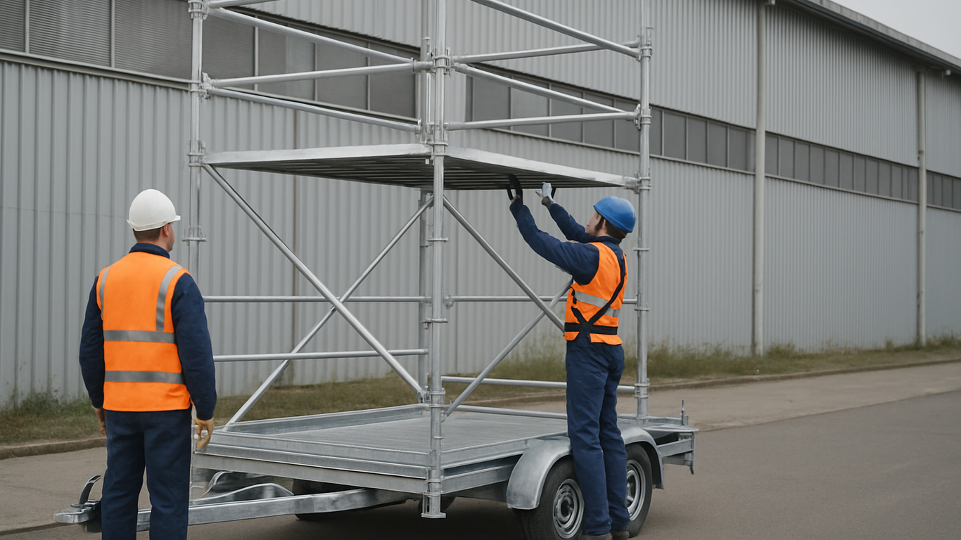Transport et logistique d'un échafaudage sur remorque