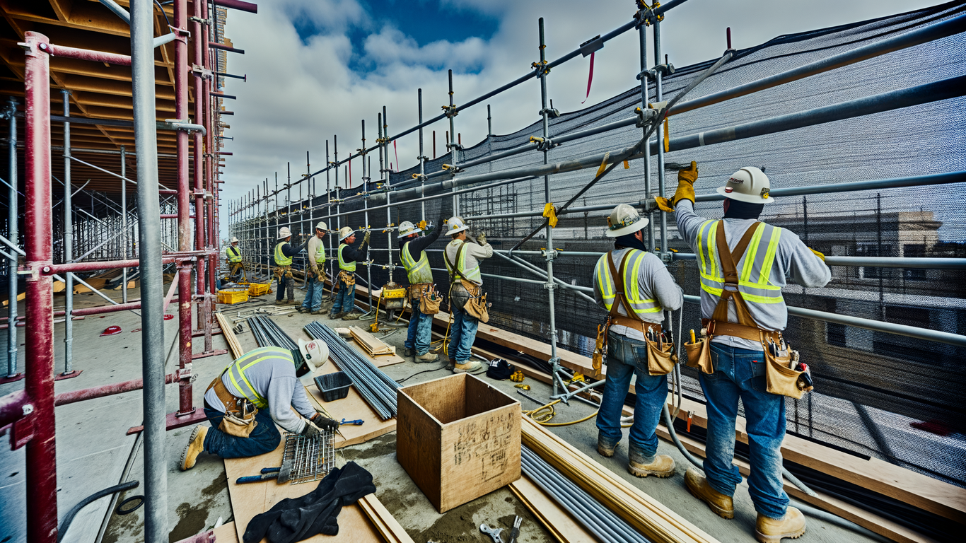 Échafaudage roulant flexible et polyvalent sur chantier