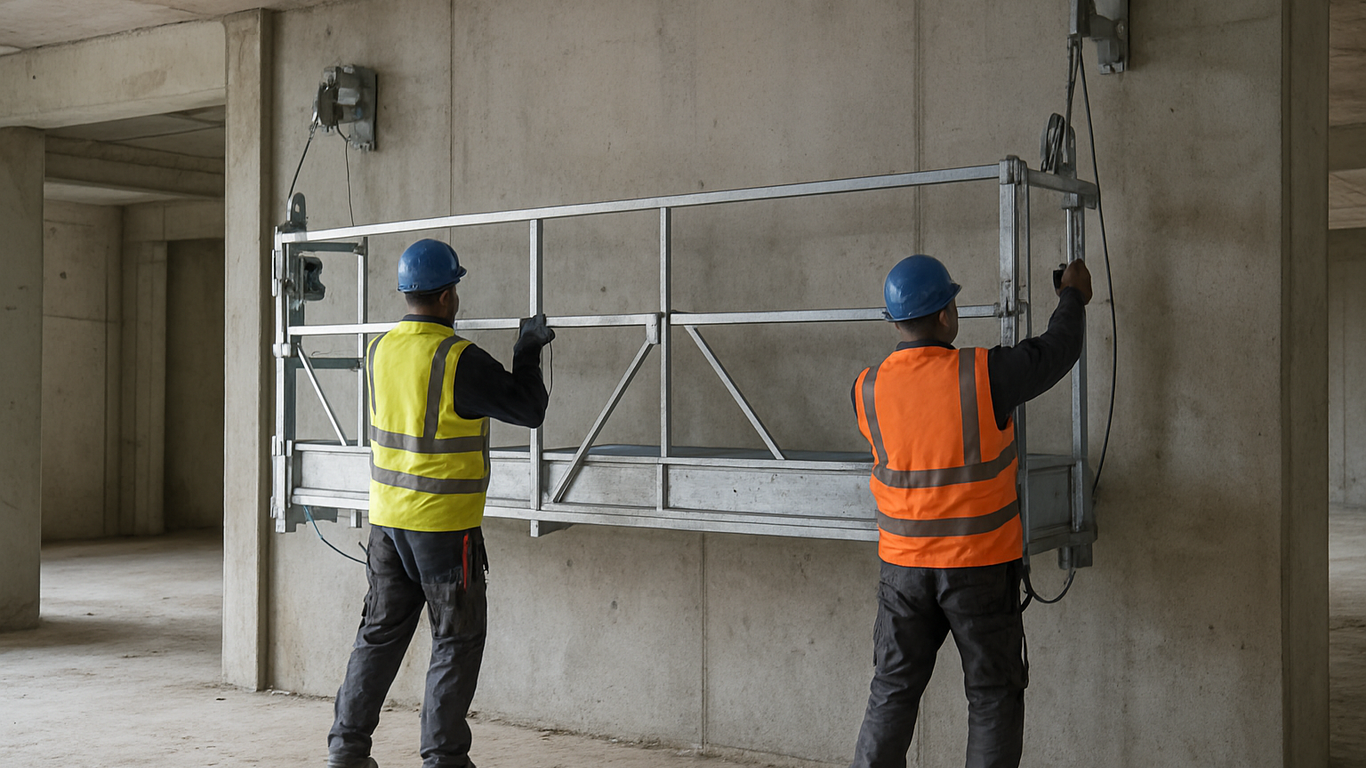 Préparation avant l'installation d'un échafaudage suspendu