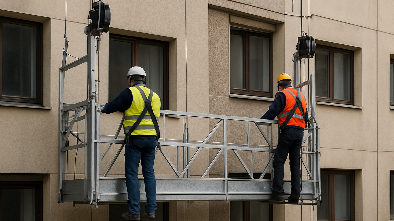 Étapes d'installation d'un échafaudage suspendu