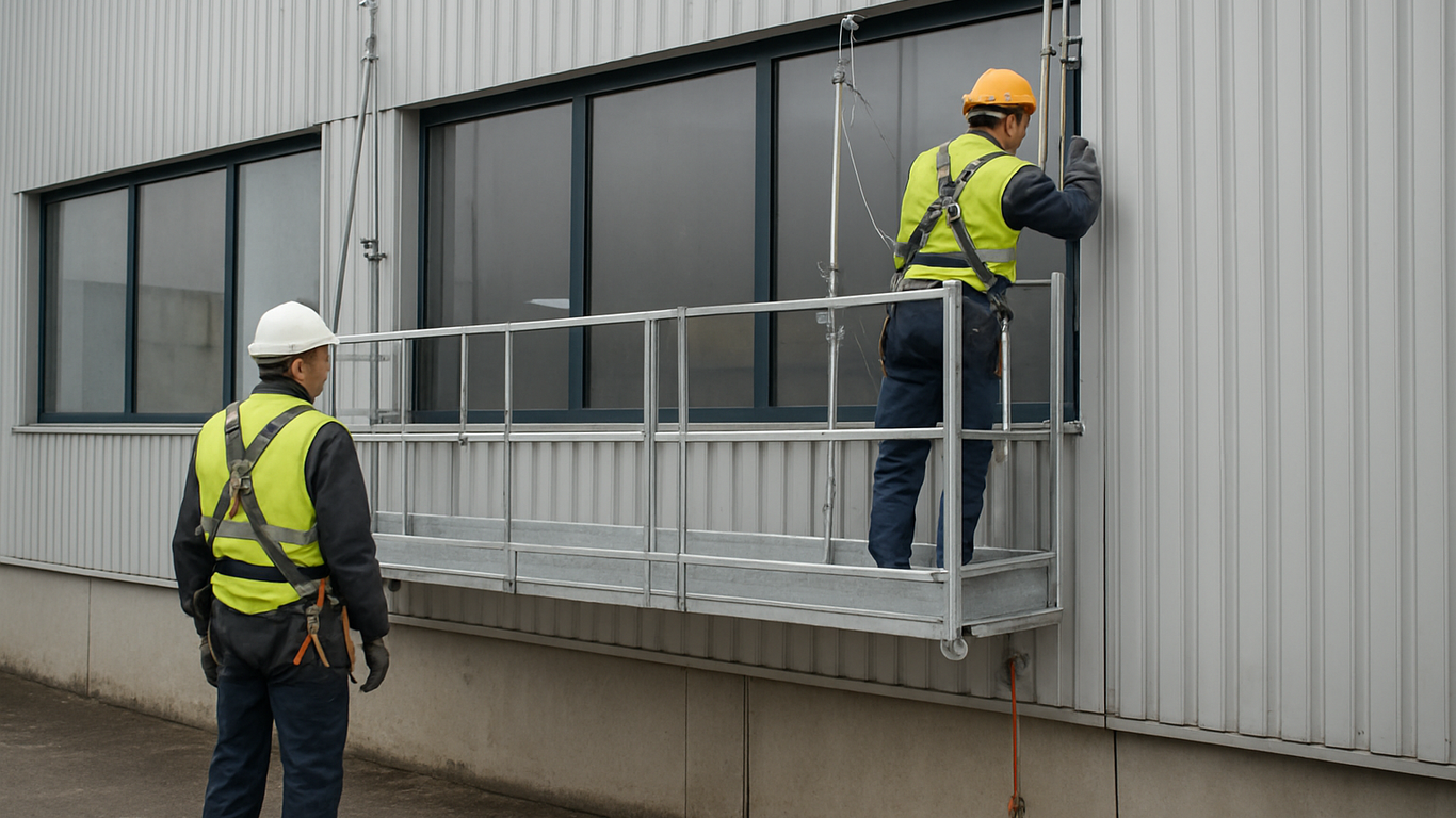 Sécurité pendant l'installation d'un échafaudage suspendu