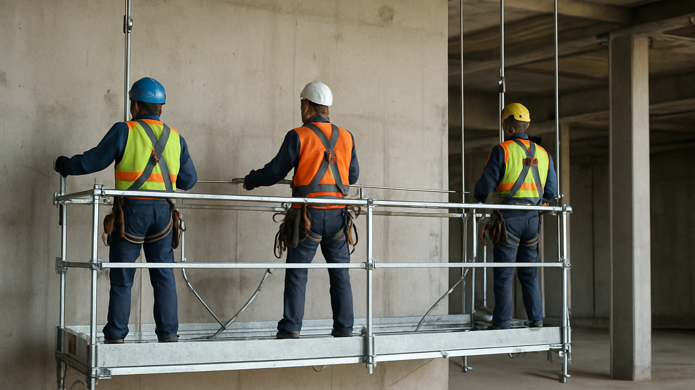 Inspection et pratiques de sécurité sur échafaudage suspendu