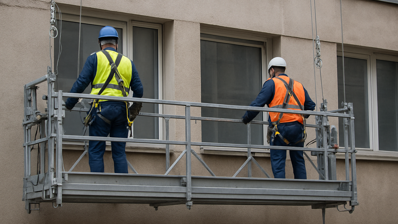 Planification et préparation d'un chantier avec échafaudage suspendu