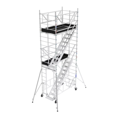 Échafaudage roulant en alu avec escalier pour usage intensif TE 200 de 11,30 à 13,30m