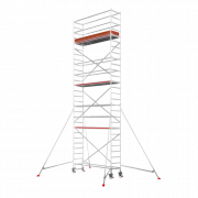Échafaudage roulant en aluminium avec stabilisateurs de 2,49 à 5,49 m