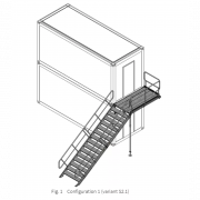 Escalier Modulaire Acier Galvanisé 2KN pour Conteneur Base Vie Chantier