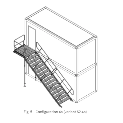 Escalier Montage Rapide Acier Galvanisé 2KN pour Bungalow Modulaire Base Vie Chantier