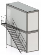 Escalier Réutilisable Acier 2KN pour Conteneur Superposé R+1 R+2 Base Vie Chantier