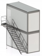 Escalier Réutilisable Acier 2KN pour Conteneur Superposé R+1 R+2 Base Vie Chantier