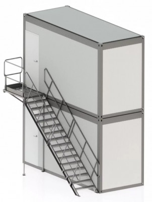 Escalier Réutilisable Acier 2KN pour Conteneur Superposé R+1 R+2 Base Vie Chantier