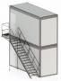 Escalier Réutilisable Acier 2KN pour Conteneur Superposé R+1 R+2 Base Vie Chantier