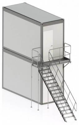 Kit Escalier Temporaire Acier Galvanisé 2KN pour Conteneur Base Vie Montage Rapide